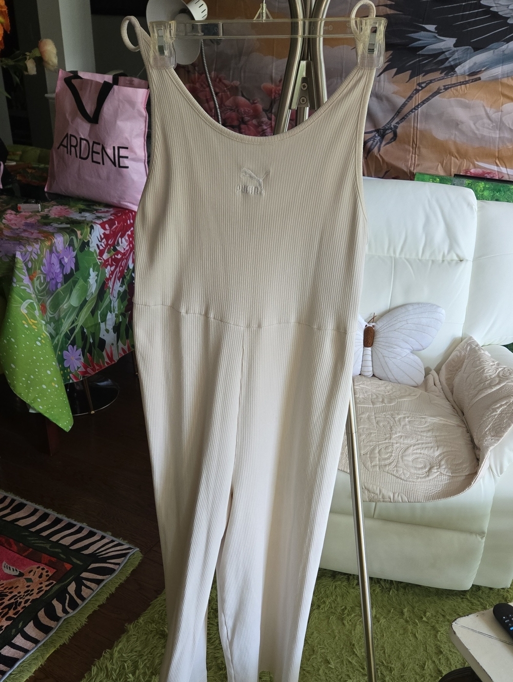 Puma Cream Ribbed Sleeveless Jumpsuit